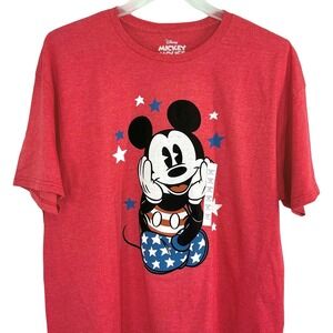 NEW Disney‎ Mickey Mouse Graphic T-Shirt Men's Size XXL Patriotic Red White Blue